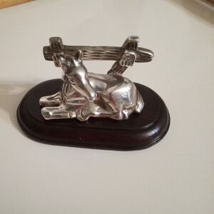 Horse Business Card Holder With Solid Wood Base SP 2001 🐴 heavy silver n 🪵